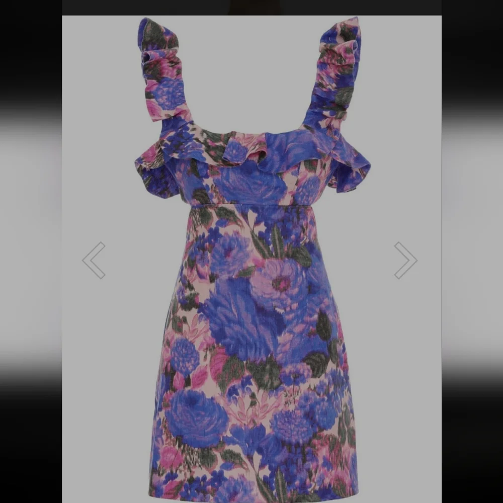 Zimmermann Floral Ruffle Dress in Blue and Pink - Picture 2 of 7